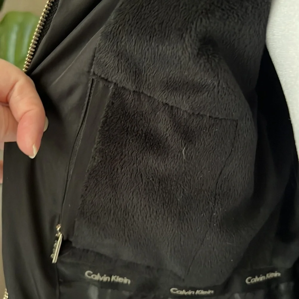Calvin Klein Black Winter Jacket. Removable Hood, multiple pockets. - Picture 7 of 9
